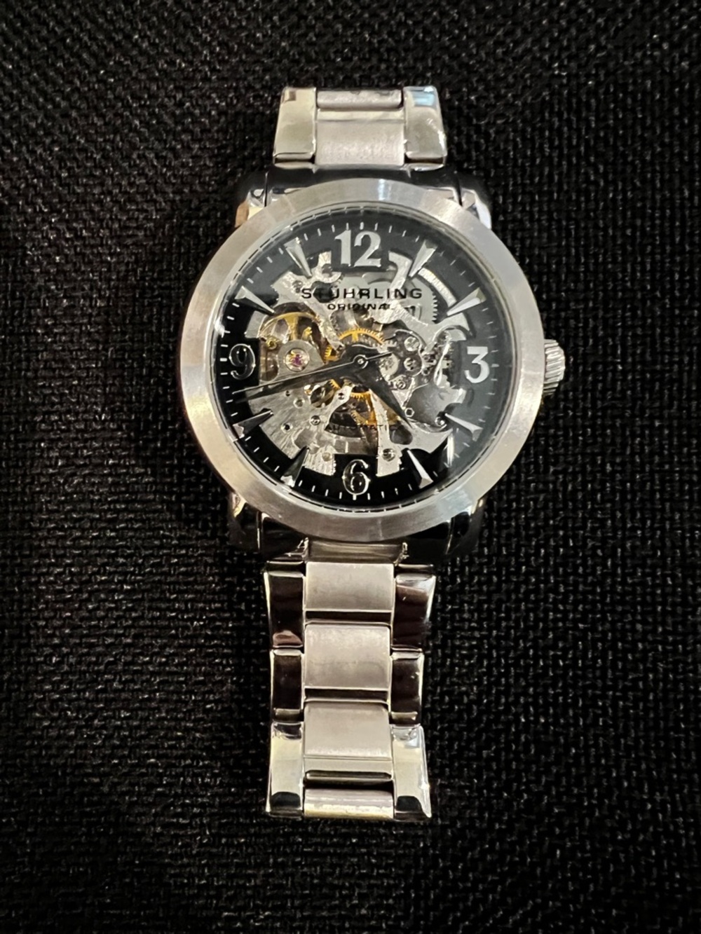 Stuhrling Original Silver Skeleton Dial Men's Watch